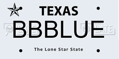 BBBLUE Texas License Plate
