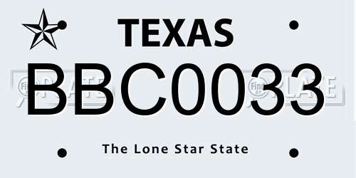 BBC0033 Texas License Plate
