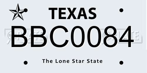 BBC0084 Texas License Plate