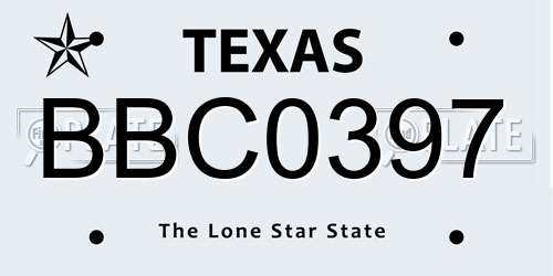 BBC0397 Texas License Plate