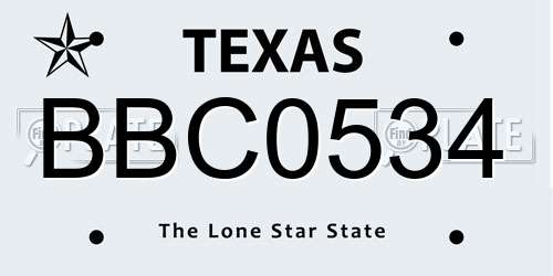 BBC0534 Texas License Plate