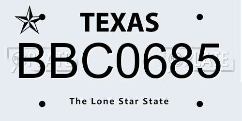 BBC0685 Texas License Plate