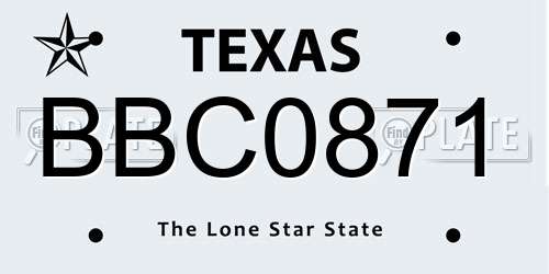 BBC0871 Texas License Plate