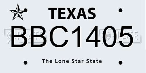 BBC1405 Texas License Plate