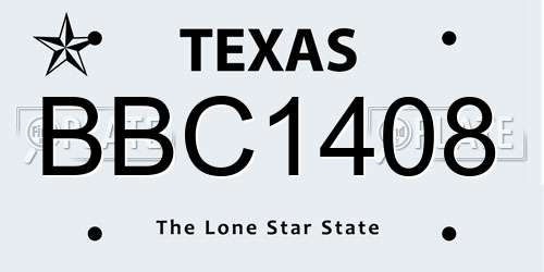 BBC1408 Texas License Plate