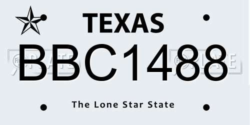 BBC1488 Texas License Plate