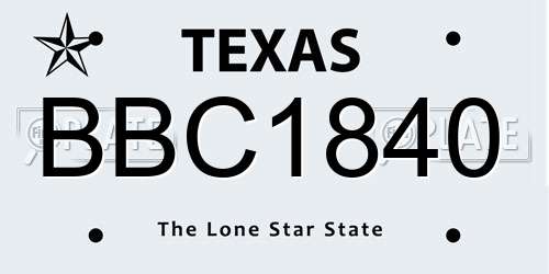 BBC1840 Texas License Plate