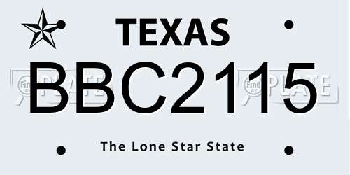 BBC2115 Texas License Plate