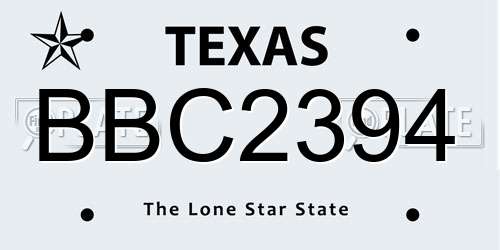 BBC2394 Texas License Plate