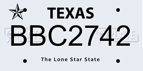 BBC2742 Texas License Plate