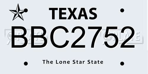 BBC2752 Texas License Plate