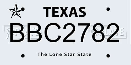 BBC2782 Texas License Plate