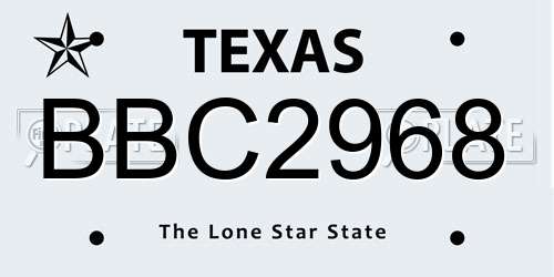 BBC2968 Texas License Plate