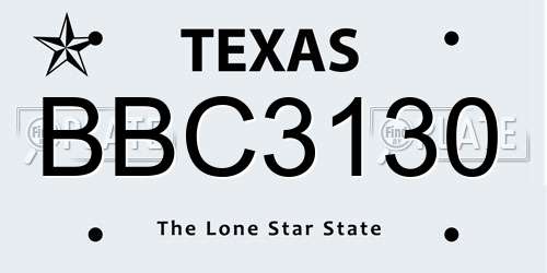 BBC3130 Texas License Plate