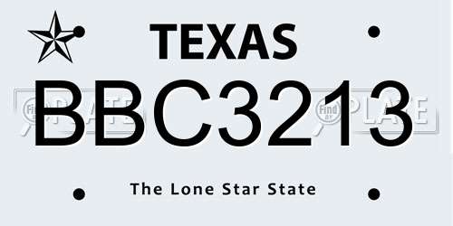 BBC3213 Texas License Plate