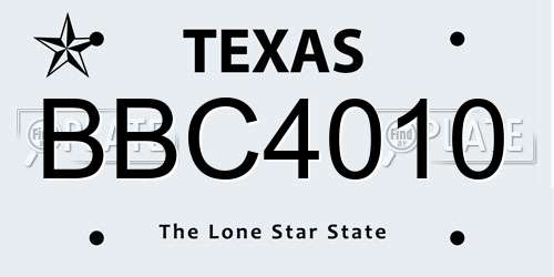BBC4010 Texas License Plate