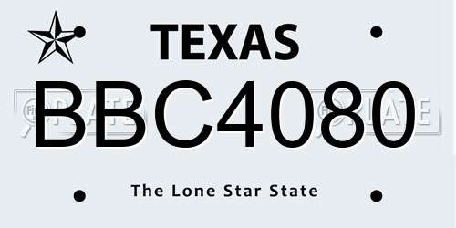 BBC4080 Texas License Plate