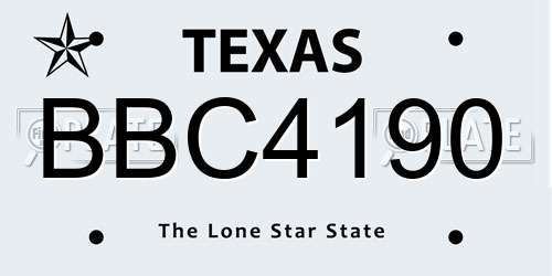 BBC4190 Texas License Plate