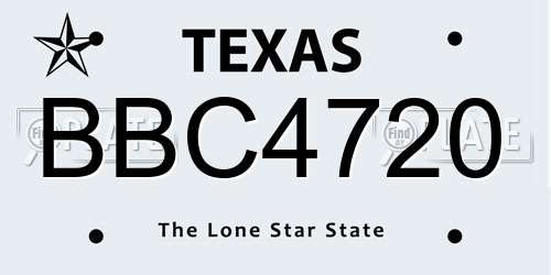 BBC4720 Texas License Plate