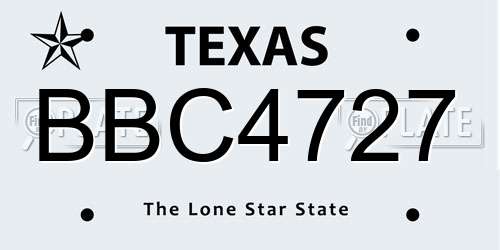 BBC4727 Texas License Plate