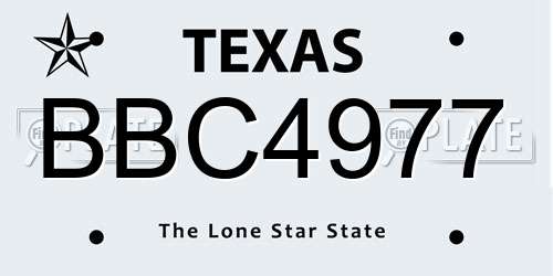 BBC4977 Texas License Plate