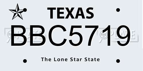 BBC5719 Texas License Plate