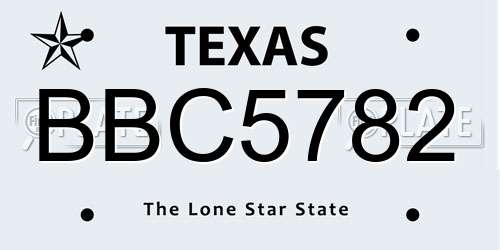 BBC5782 Texas License Plate