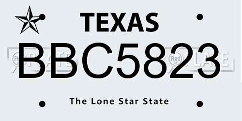 BBC5823 Texas License Plate