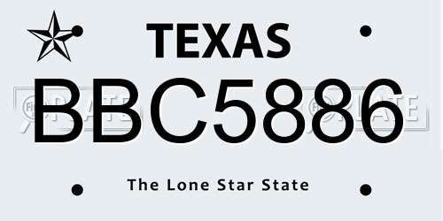 BBC5886 Texas License Plate