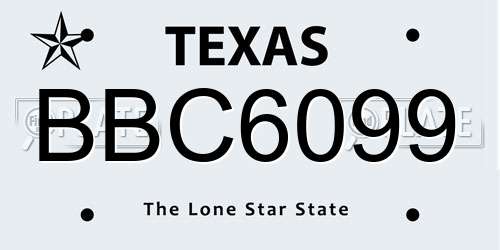 BBC6099 Texas License Plate