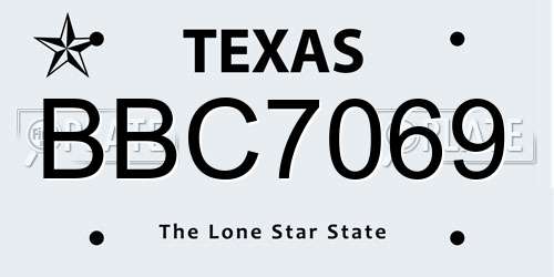 BBC7069 Texas License Plate