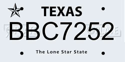 BBC7252 Texas License Plate