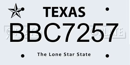 BBC7257 Texas License Plate