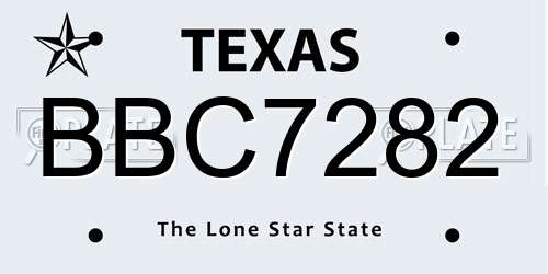 BBC7282 Texas License Plate