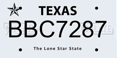 BBC7287 Texas License Plate