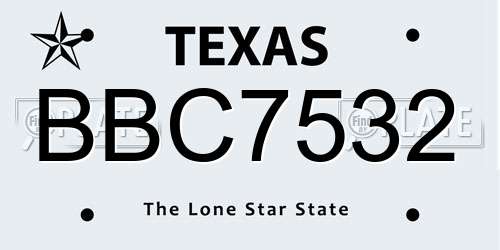 BBC7532 Texas License Plate