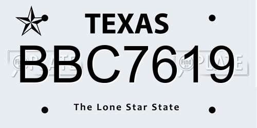 BBC7619 Texas License Plate