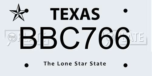 BBC766 Texas License Plate