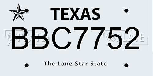BBC7752 Texas License Plate