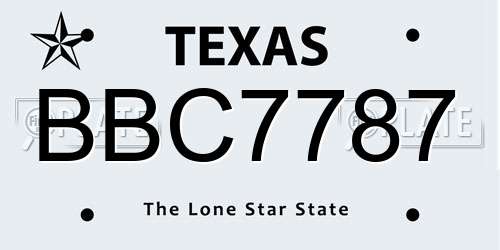 BBC7787 Texas License Plate