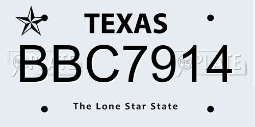 BBC7914 Texas License Plate