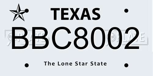 BBC8002 Texas License Plate