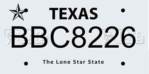 BBC8226 Texas License Plate