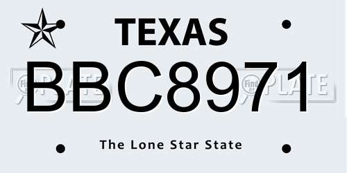 BBC8971 Texas License Plate
