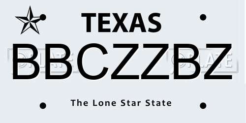 BBCZZBZ Texas License Plate