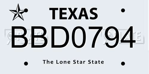 BBD0794 Texas License Plate