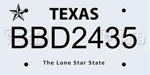 BBD2435 Texas License Plate
