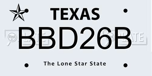BBD26B Texas License Plate