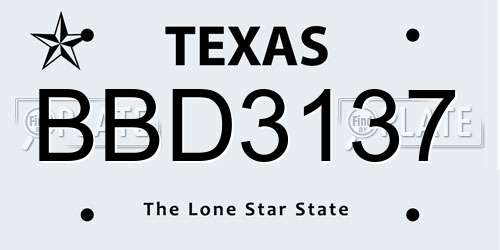 BBD3137 Texas License Plate