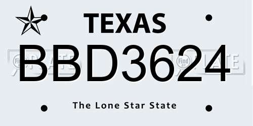 BBD3624 Texas License Plate
